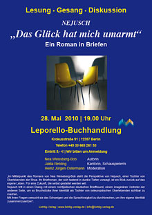 28.05.10 - Lesung, Gesang, Diskussion - „Das Glück hat mich umarmt“ von Nejusch